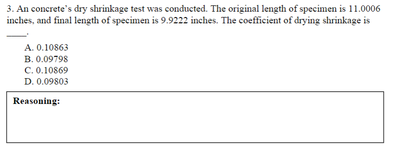 An concrete's dry shrinkage test was conducted.