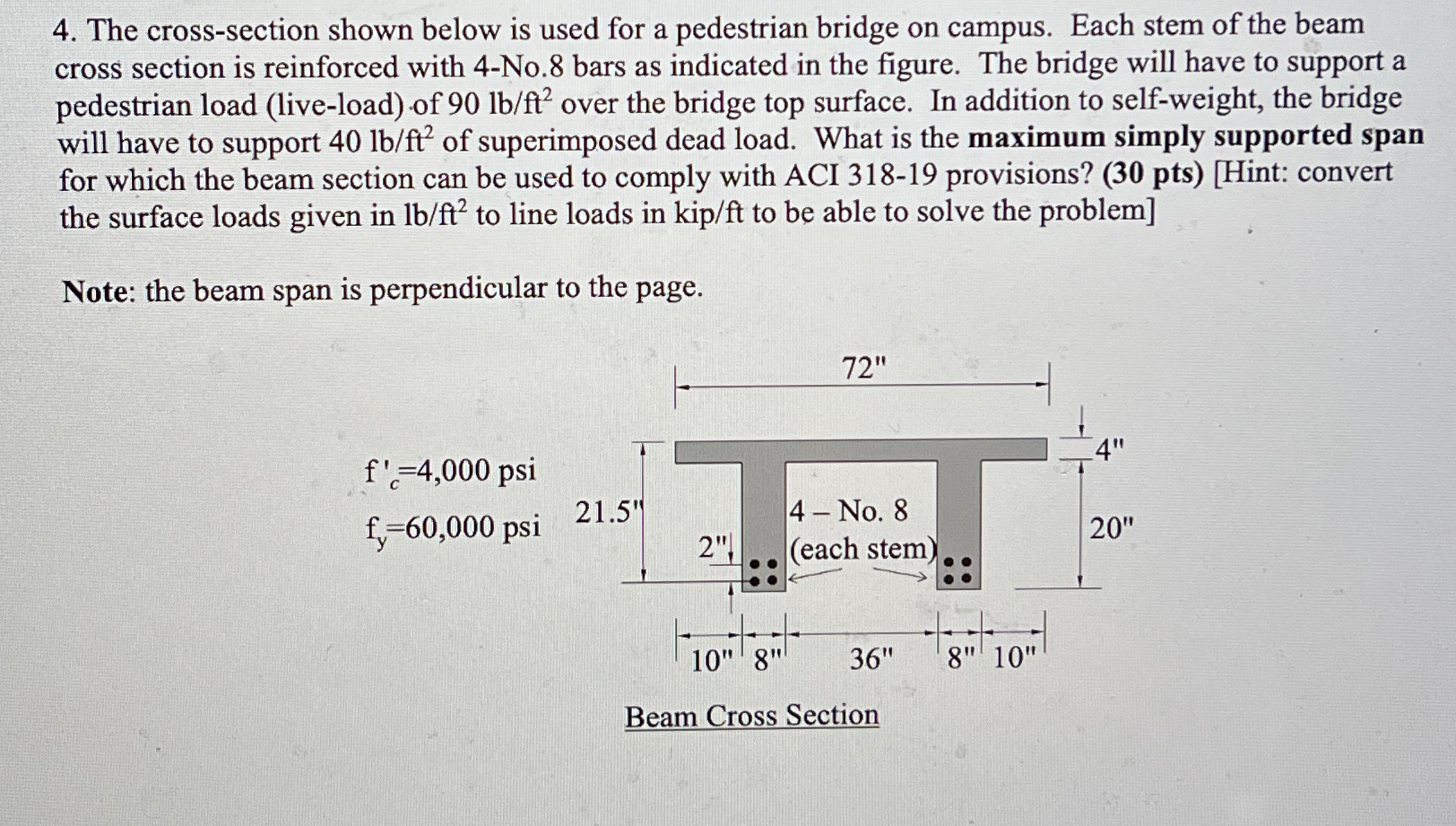 The cross - section shown below is used for a