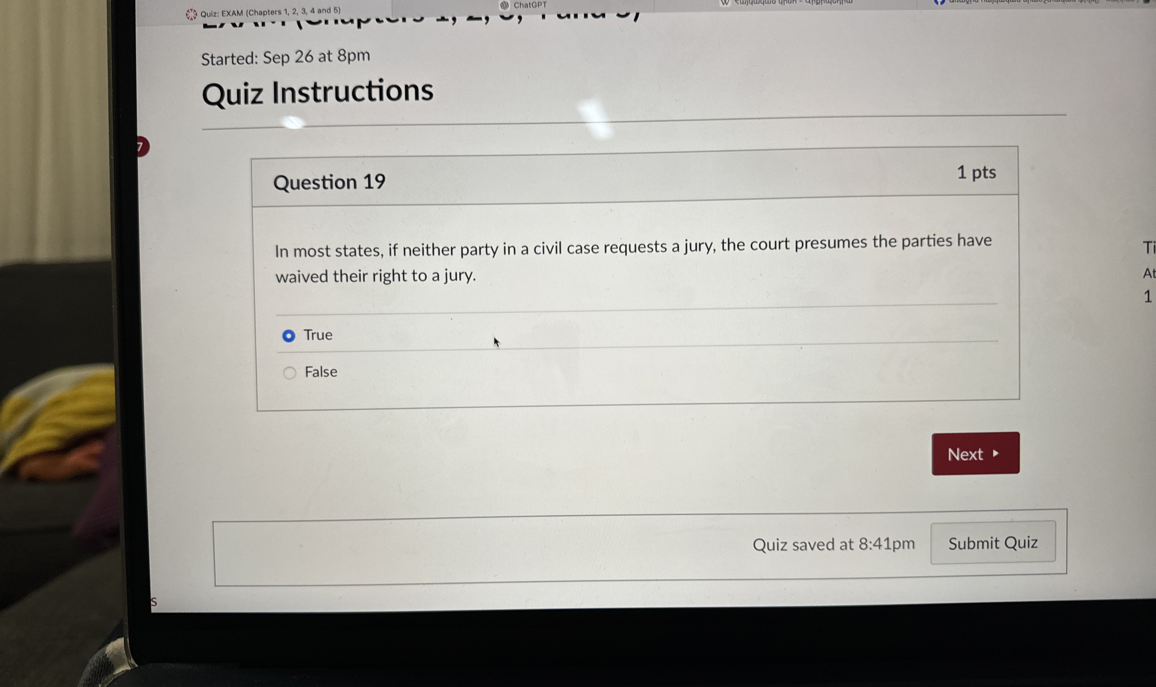 Question 1 9 In most states, if neither party in