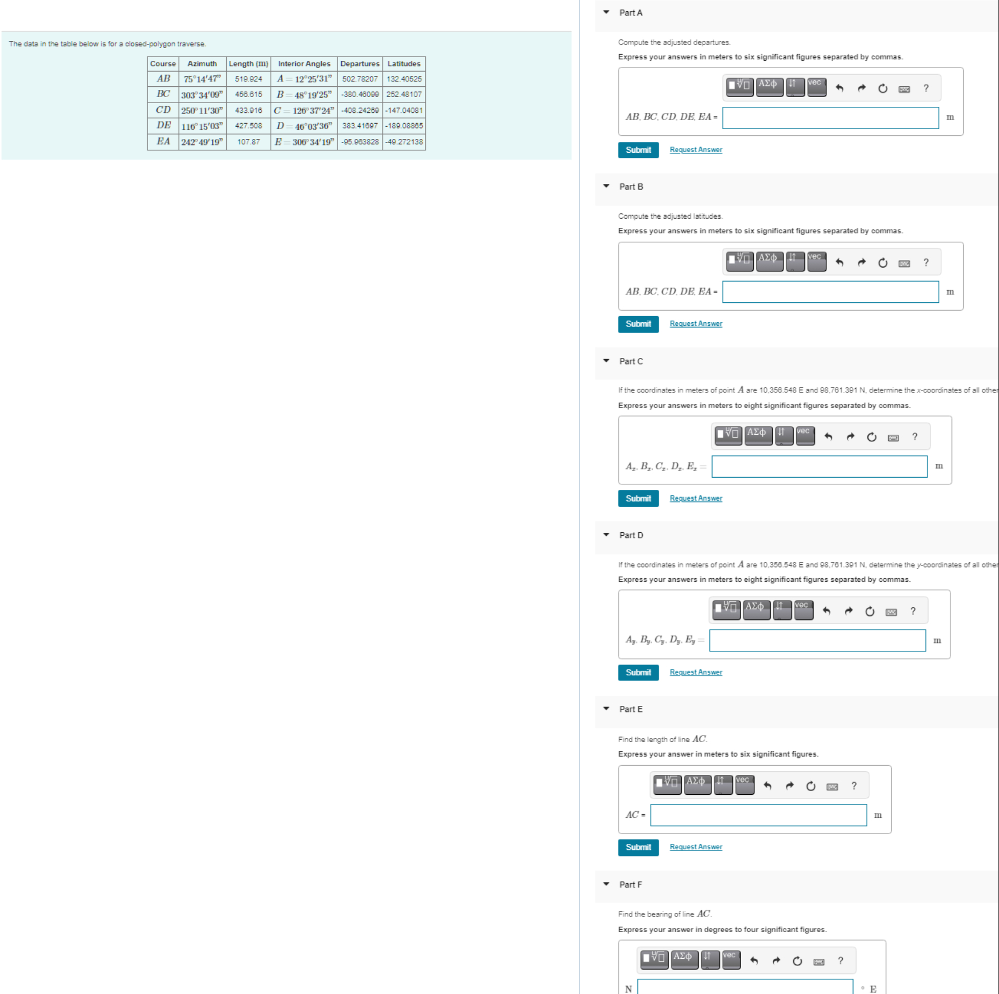 Part A The data in the table below is for a