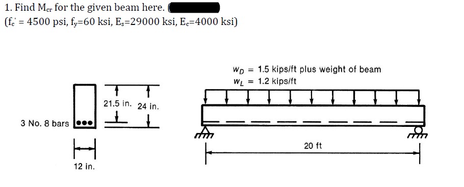 Find M c r for the given beam here. ) w D = 1 . 5