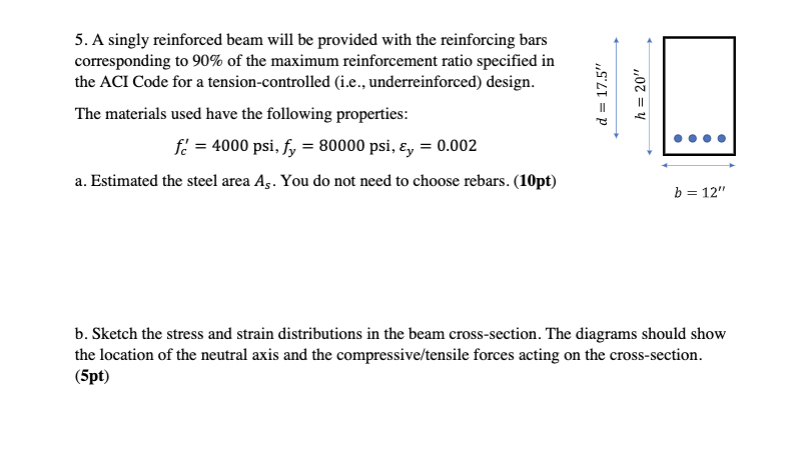 A singly reinforced beam will be provided with