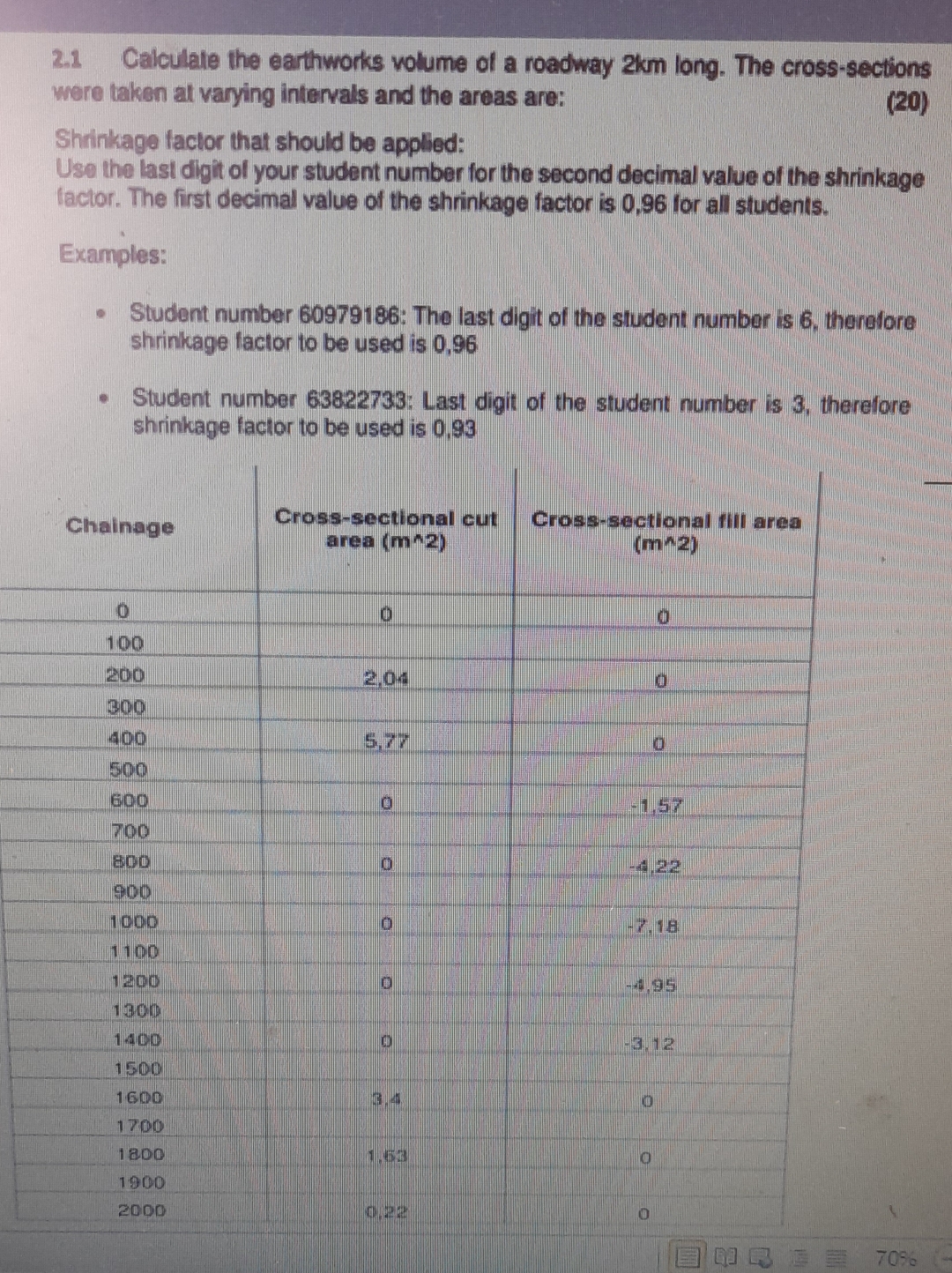 2 . 1 Calculale the earthworks volume of a
