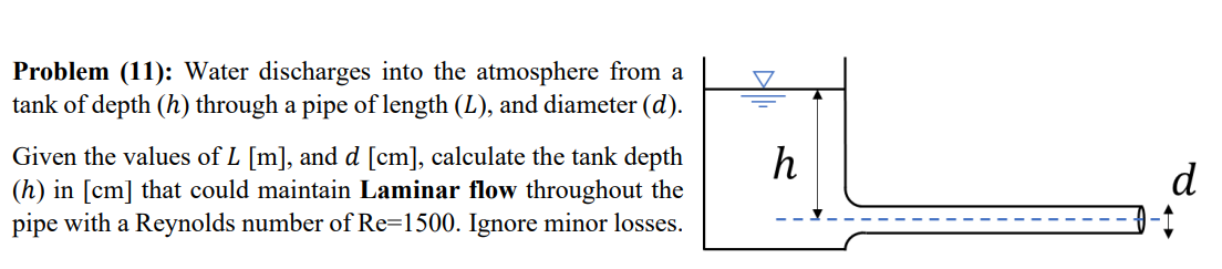 Problem ( 1 1 ) : Water discharges into the
