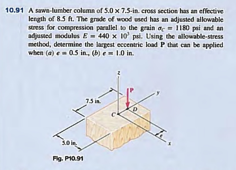 1 0 . 9 1 A sawn - lumber column of 5 . 0 7 . 5 -