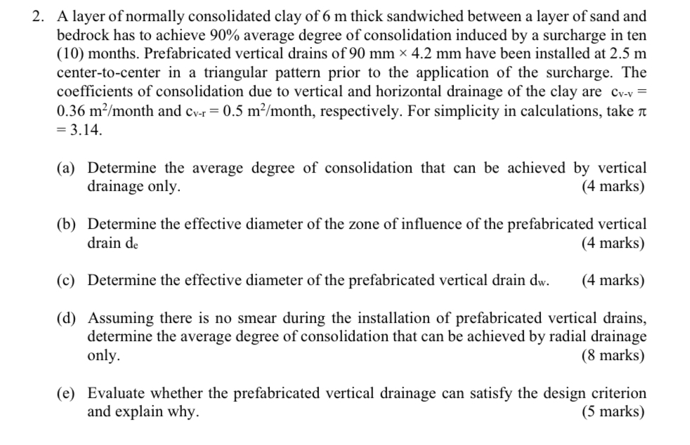 A layer of normally consolidated clay of 6 m