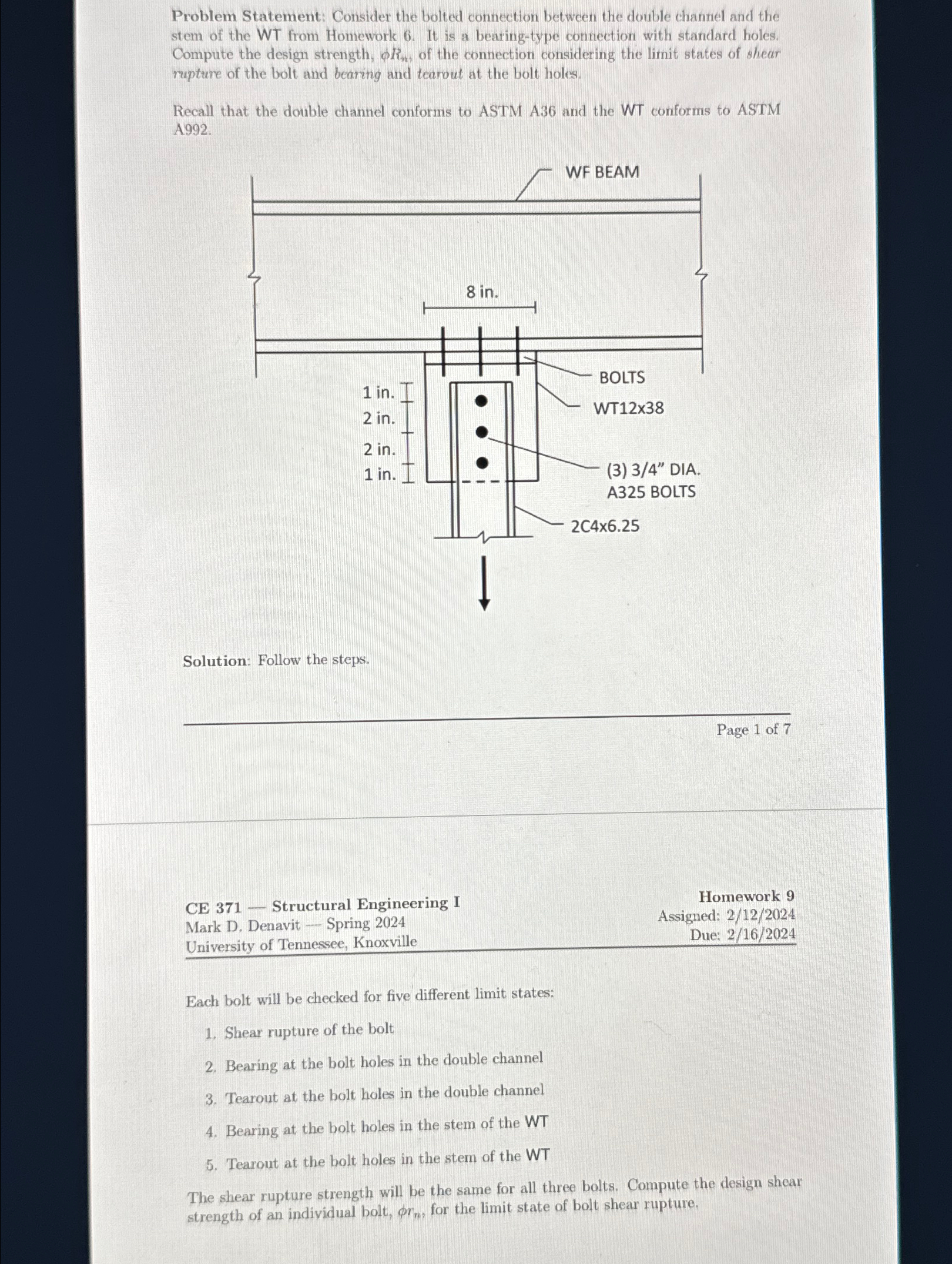 Problem Statement: Consider the bolted connection