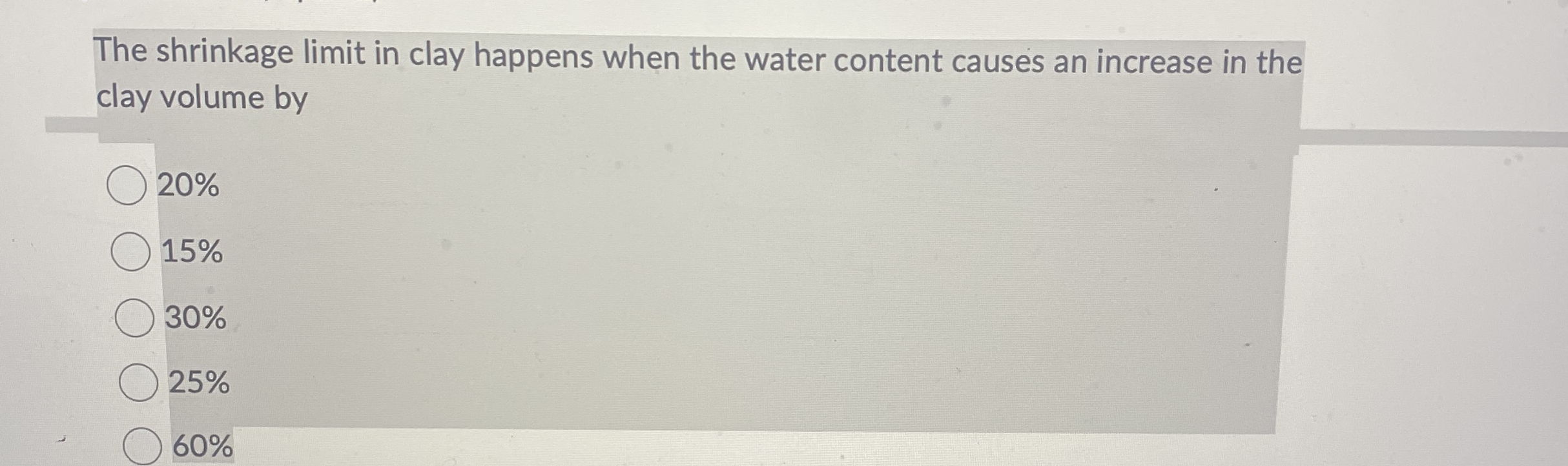 The shrinkage limit in clay happens when the