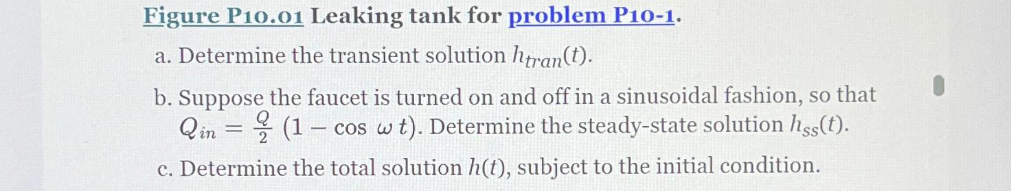 Figure P 1 0 . 0 1 Leaking tank for problem P 1 0
