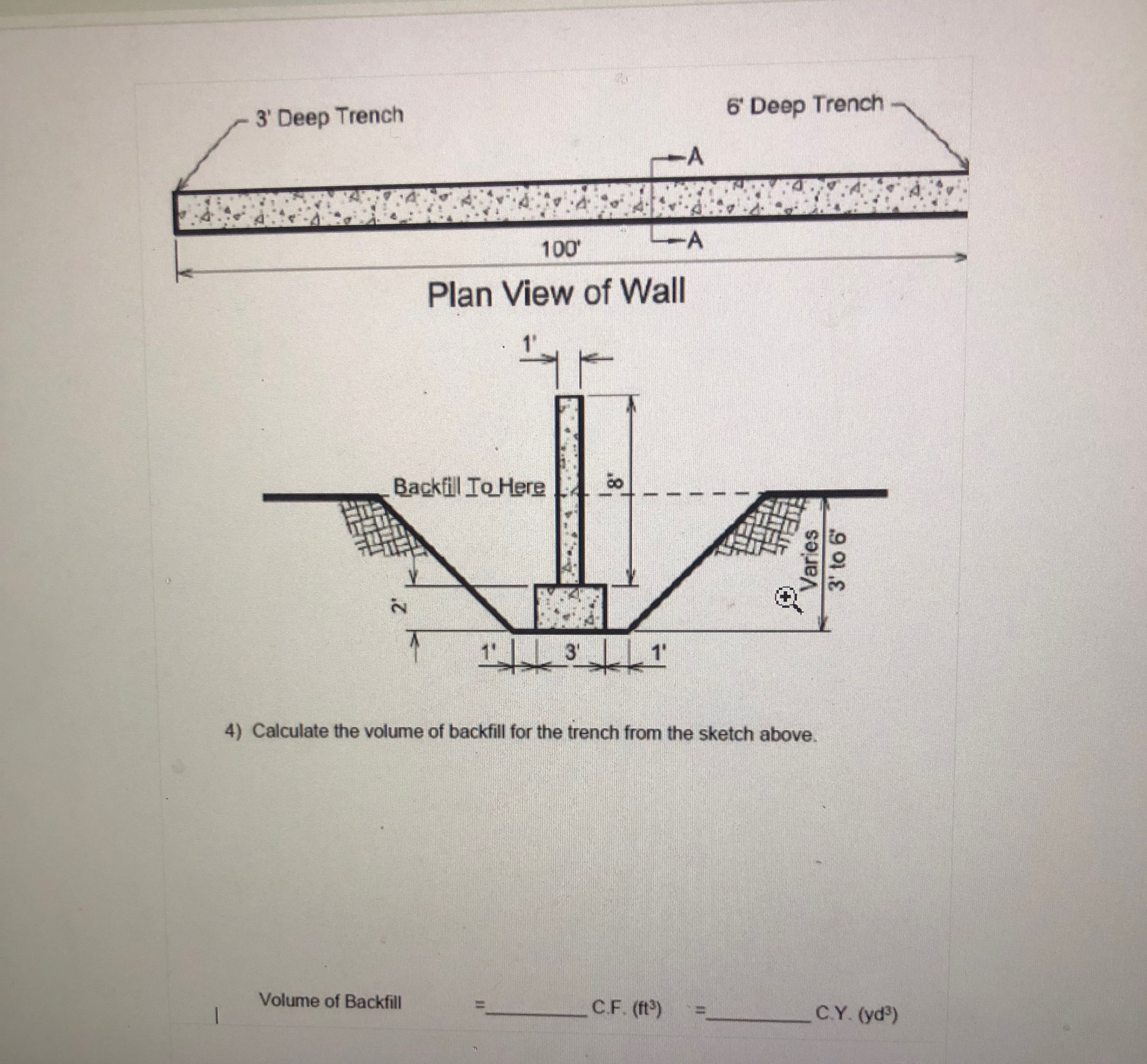 Plan View of Wall Calculate the volume of