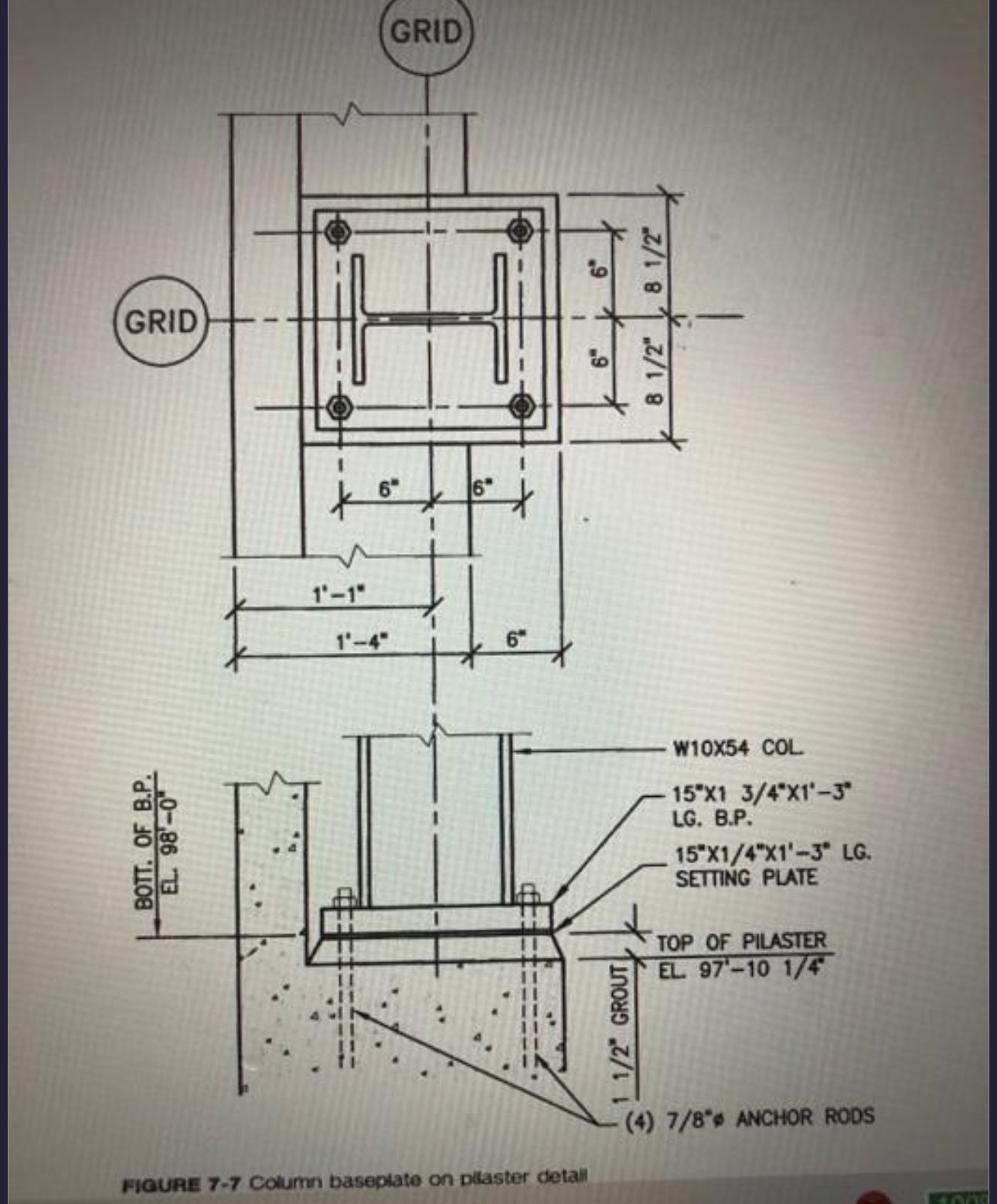 How thick is the column base plate shown in
