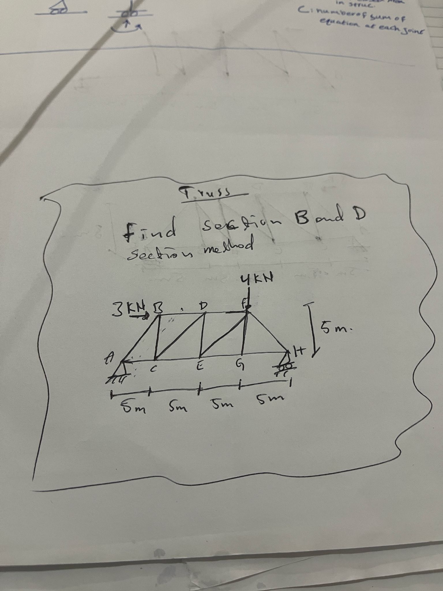 Truss Find section B and D Find section B and D