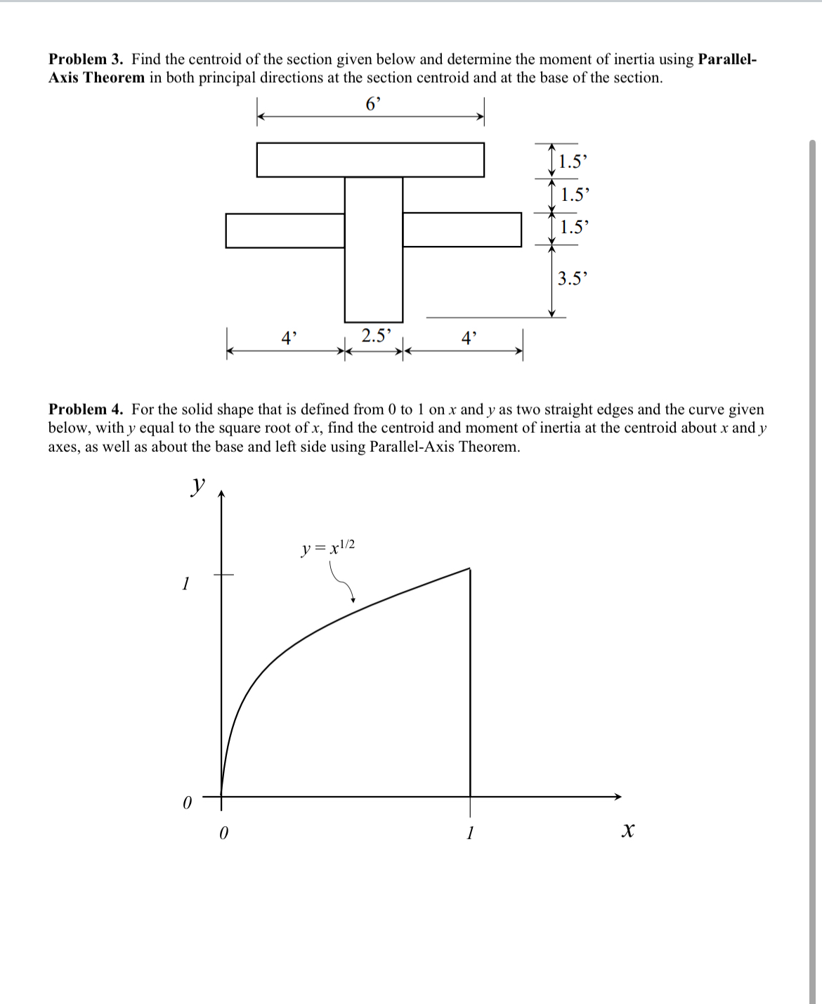 Problem 3 . Find the centroid of the section