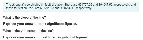 The x and Y coordinates ( in feet ) of station