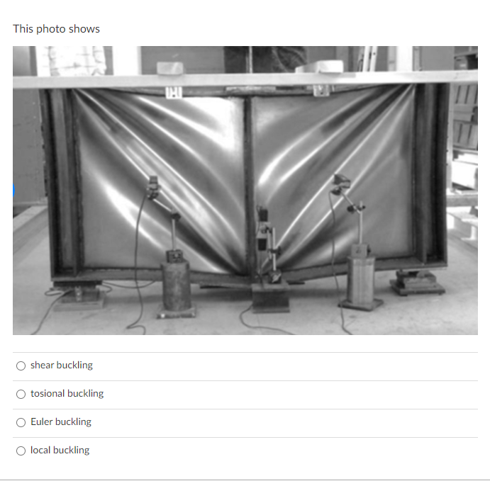 This photo shows shear buckling tosional buckling