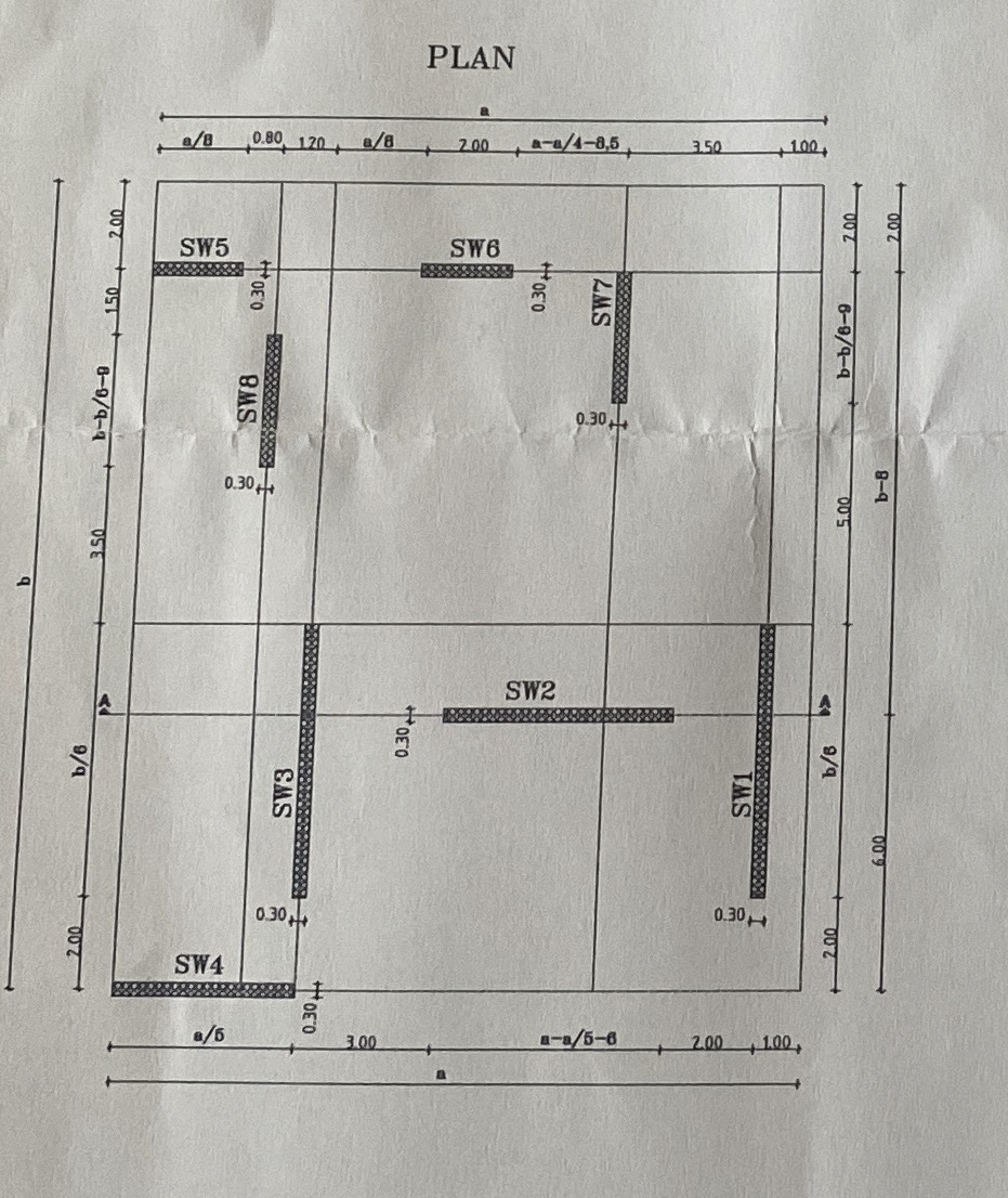 Design of each shear wall under the action of