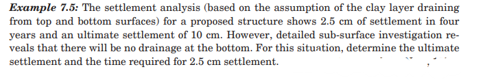 Example 7 . 5 : The settlement analysis ( based