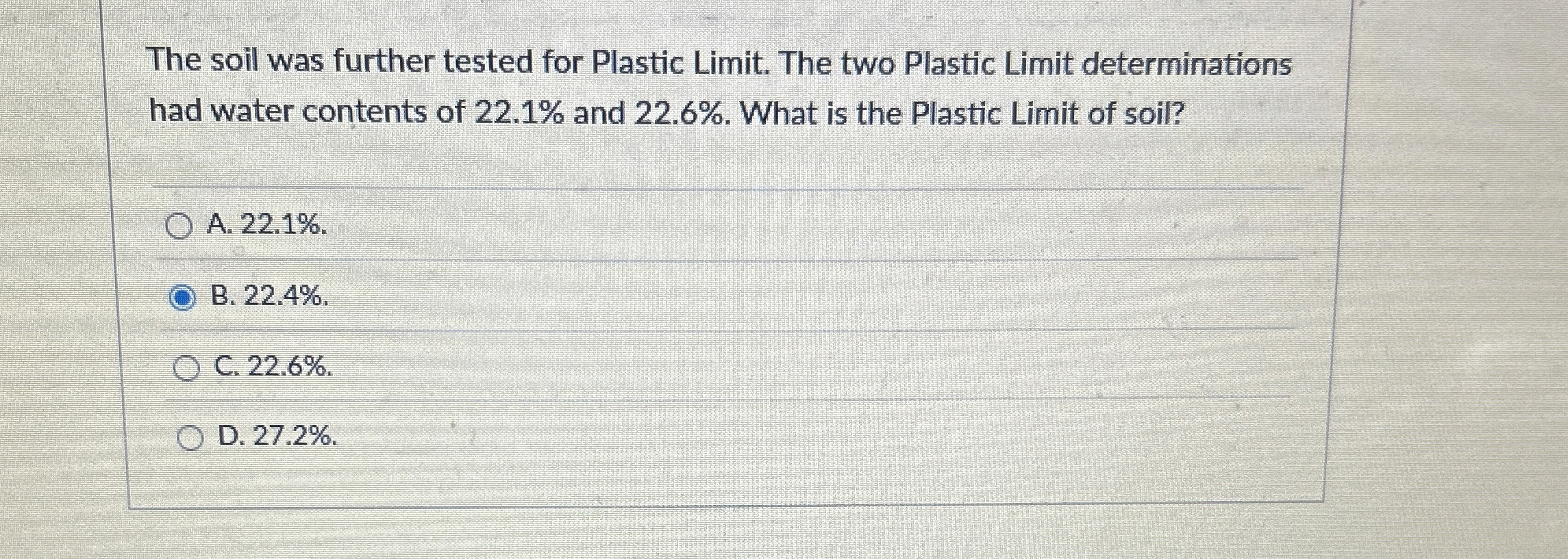 The soil was further tested for Plastic Limit.