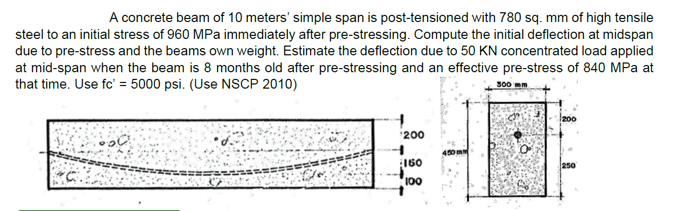 A concrete beam of 1 0 meters' simple span is