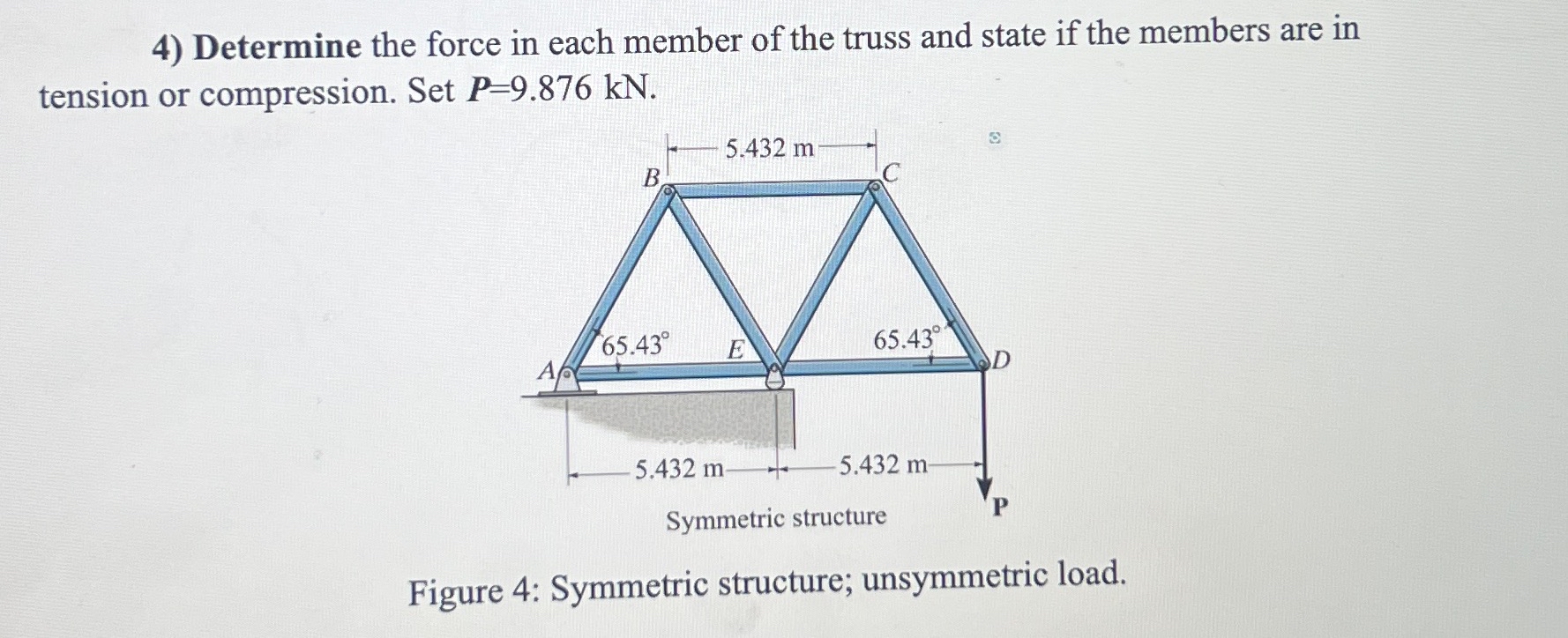 Determine the force in each member of the truss