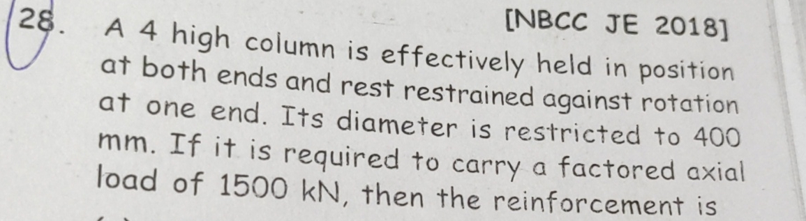 a 4 m high column effectively held in position at