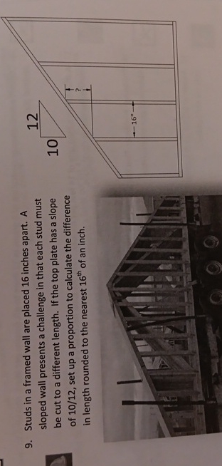 Studs in a framed wall are placed 1 6 inches