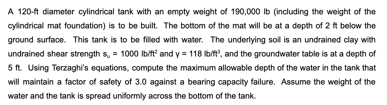 A 1 2 0 - f t diameter cylindrical tank with an