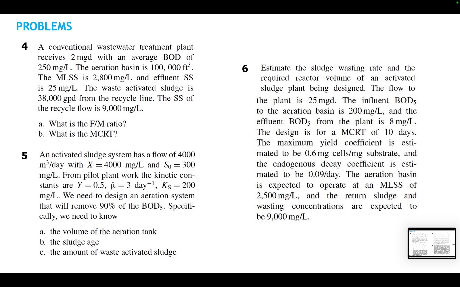 PROBLEMS 4 A conventional wastewater treatment
