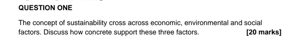 QUESTION ONE The concept of sustainability cross