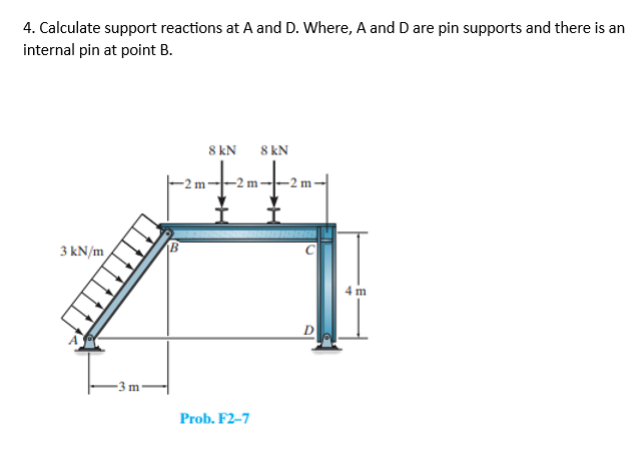 Calculate support reactions at A and D . Where, A