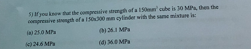 If you know that the compressive strength of a 1