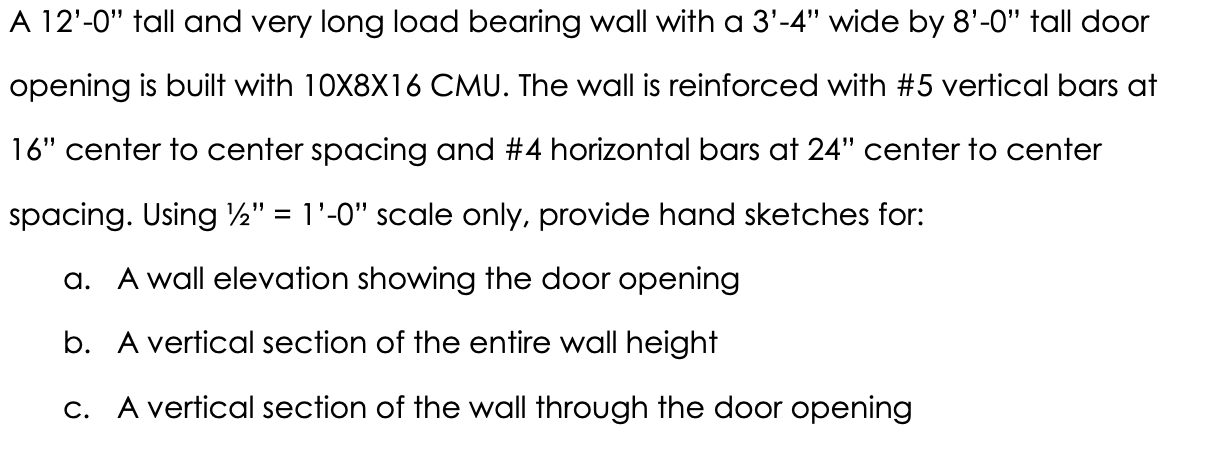 A 1 2 - 0 tall and very long load bearing wall