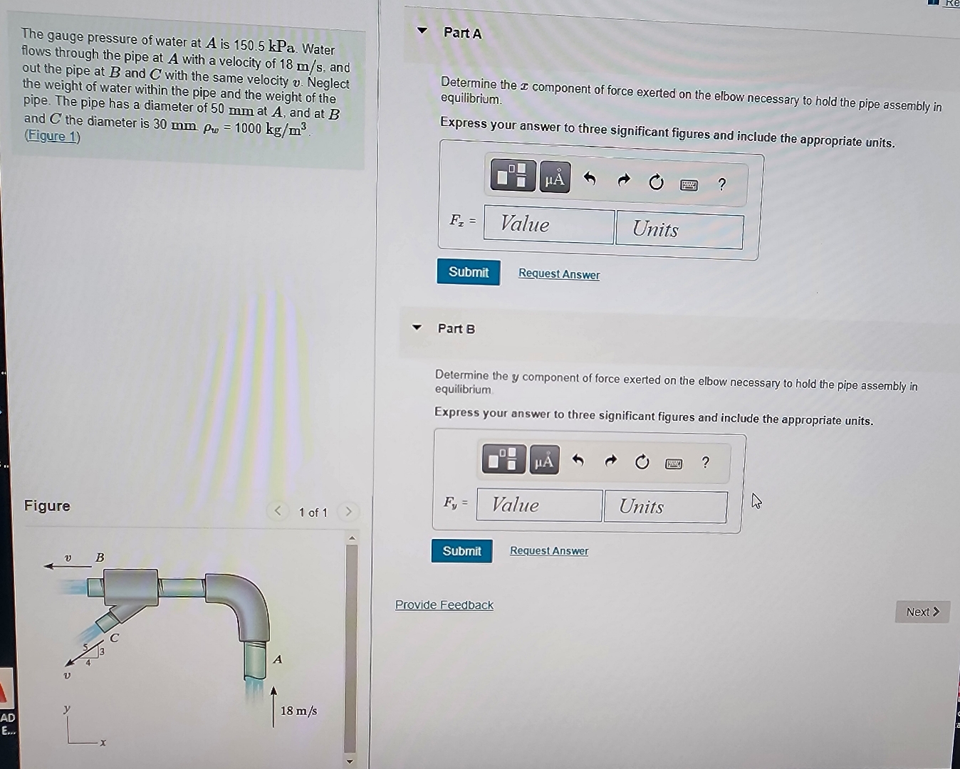 The gauge pressure of water at A is 1 5 0 . 5
