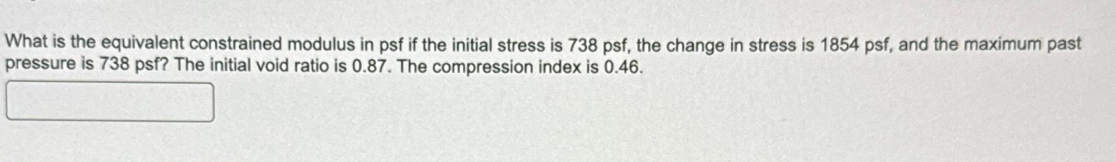 What is the equivalent constrained modulus in psf