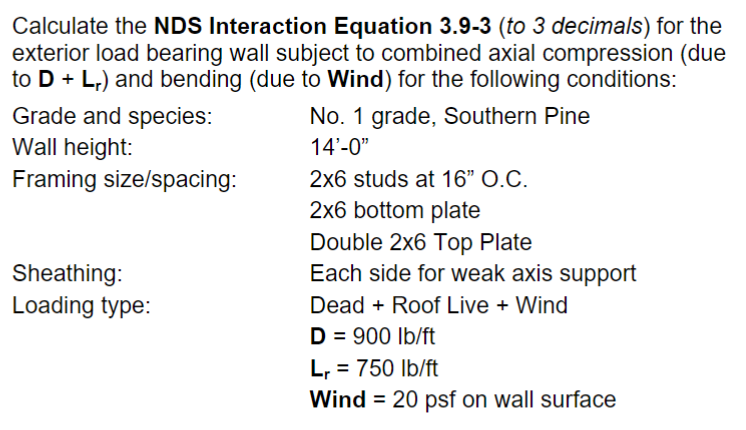 Calculate the NDS Interaction Equation 3 . 9 - 3
