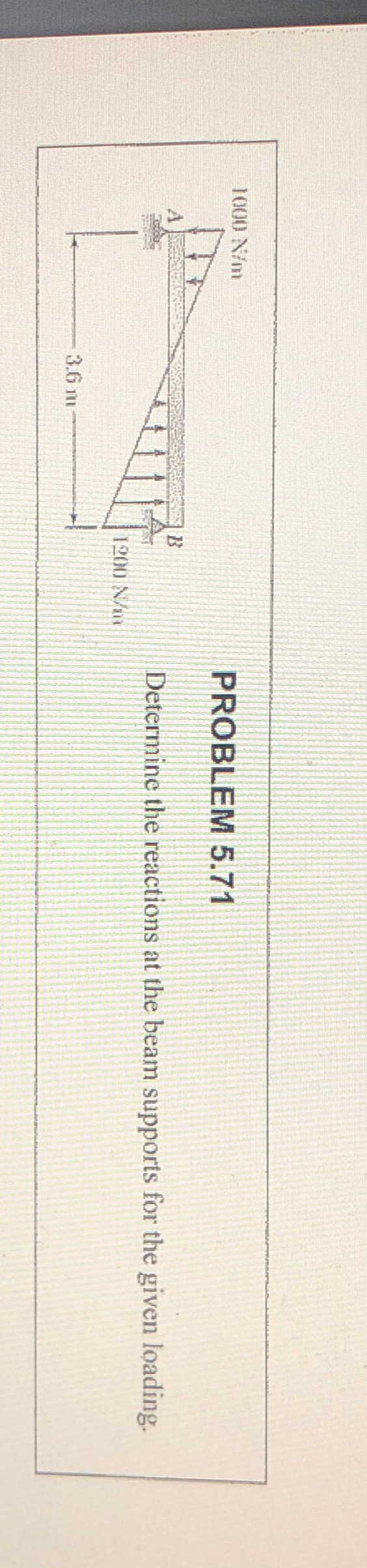 PROBLEM 5 . 7 1 Determine the reactions at the