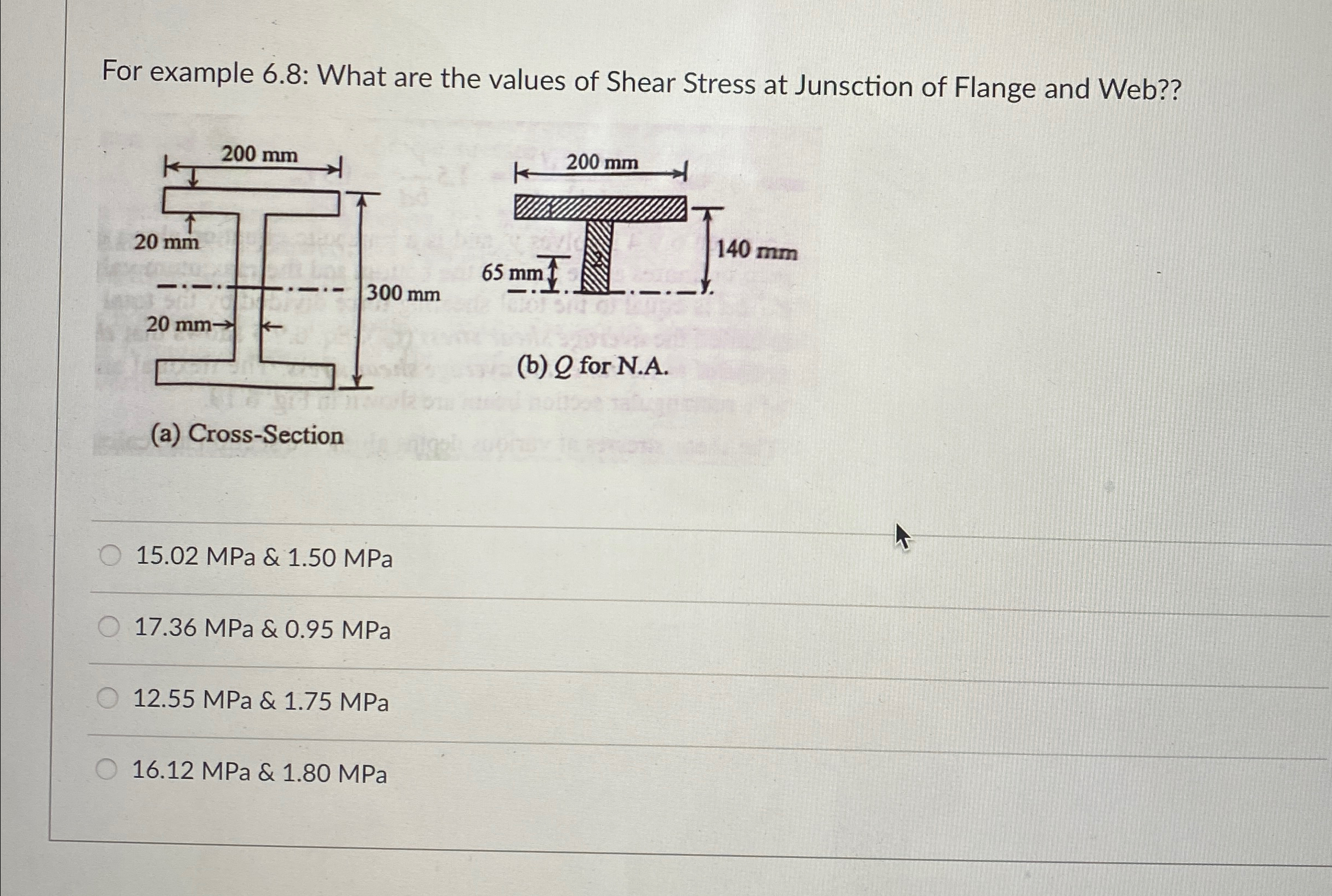 For example 6 . 8 : What are the values of Shear
