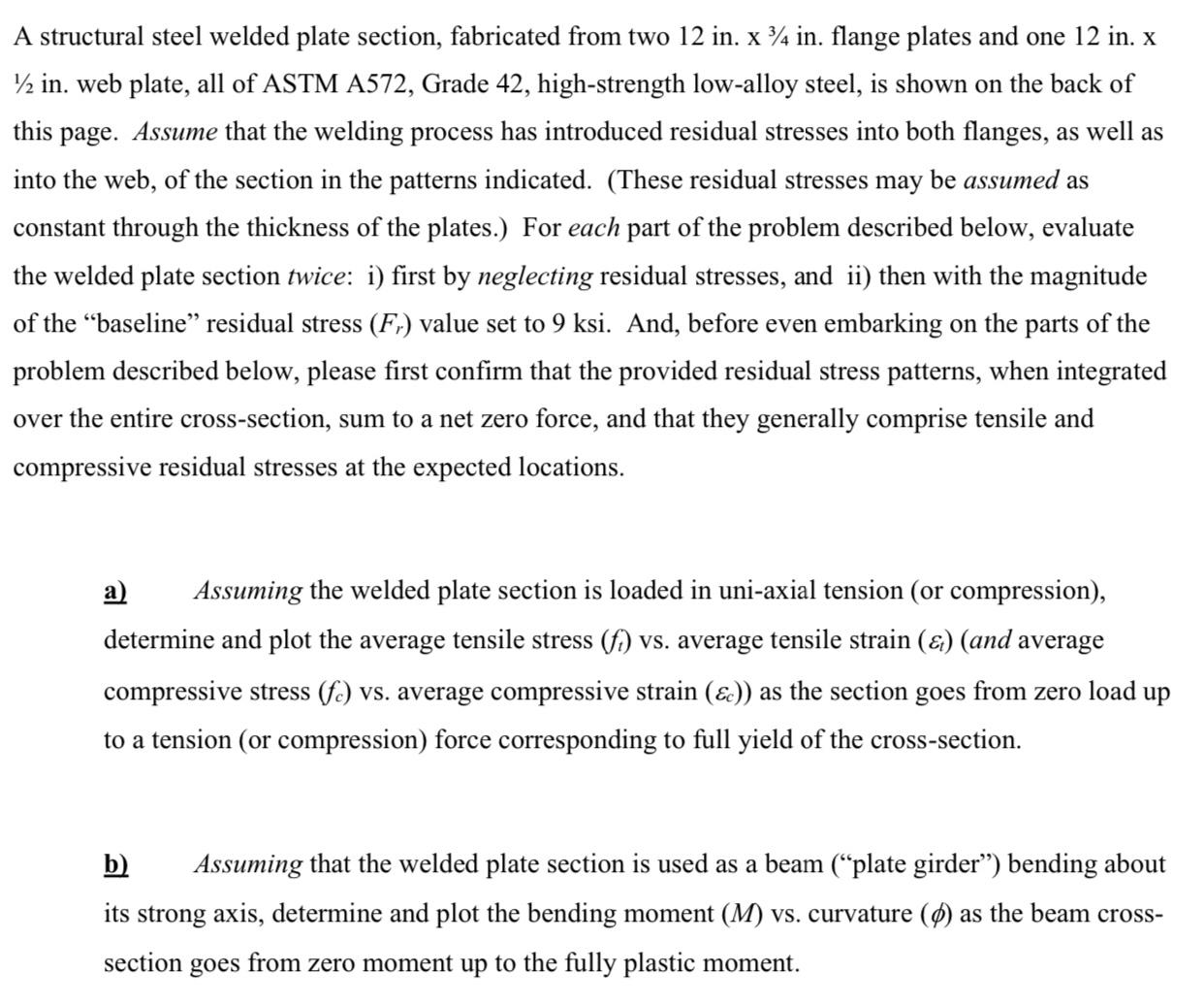 A structural steel welded plate section,