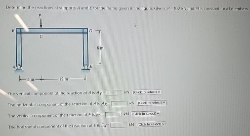 Determine the reactions at supports A and E for