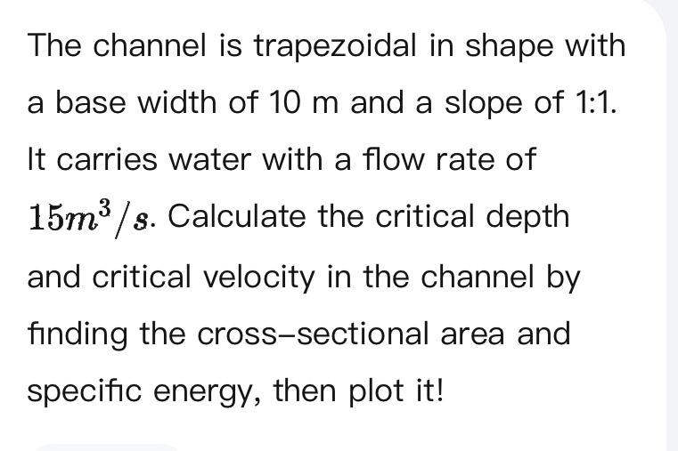 The channel is trapezoidal in shape with a base