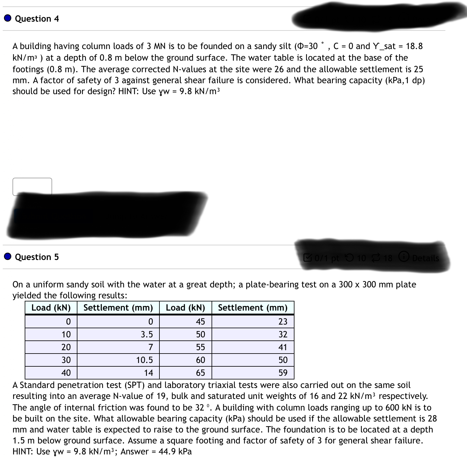 Question 4 A building having column loads of 3 MN