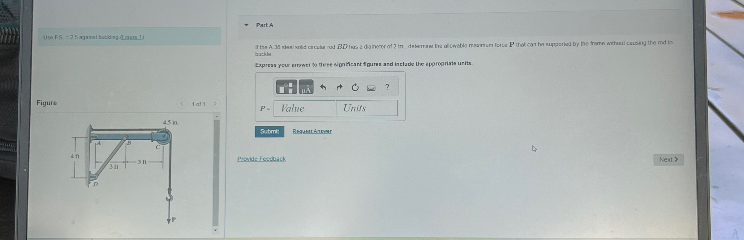 Use FS . = 2 5 against buckling ( Figure 1 ) Part