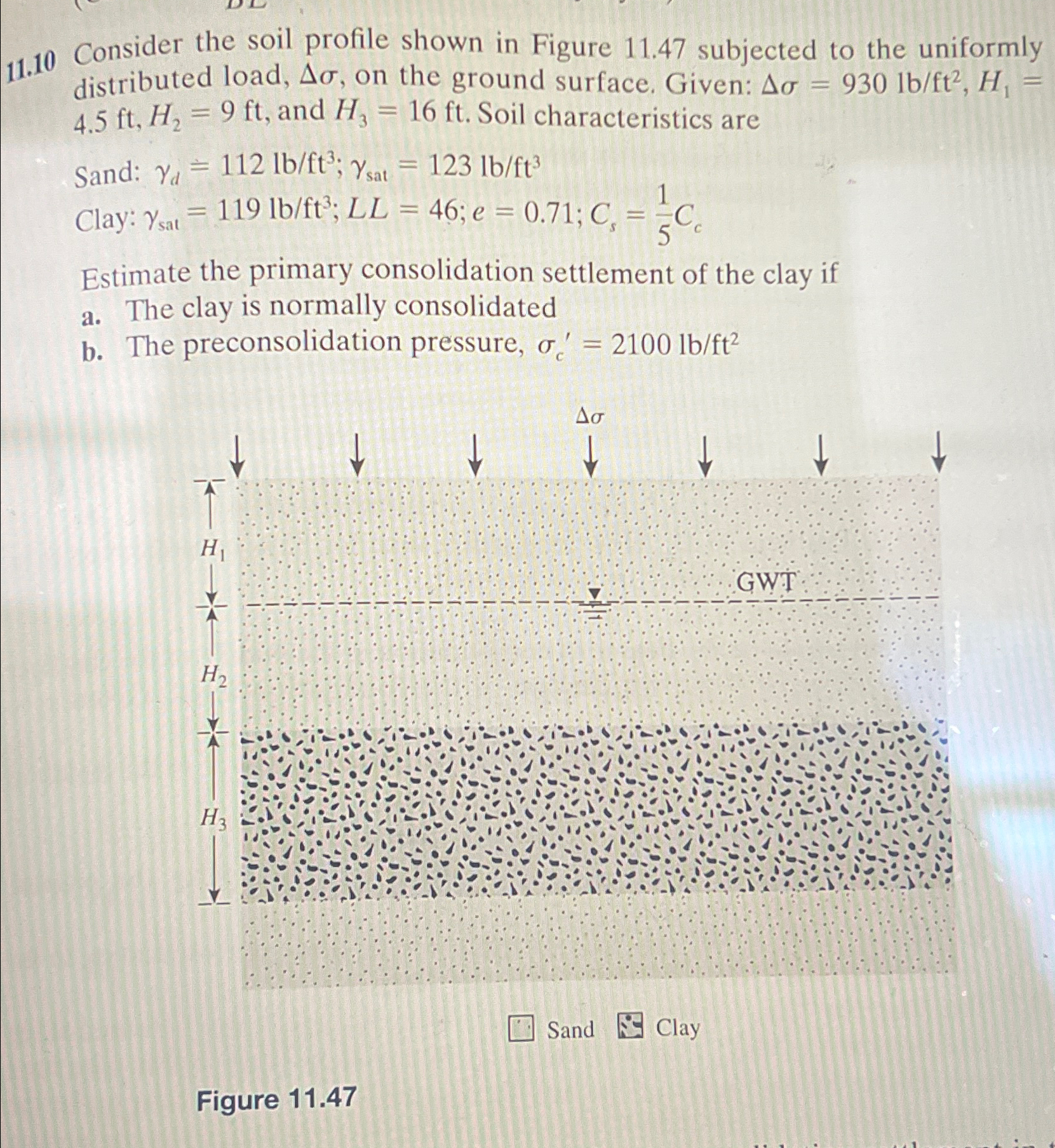 1 1 . 1 0 Consider the soil profile shown in