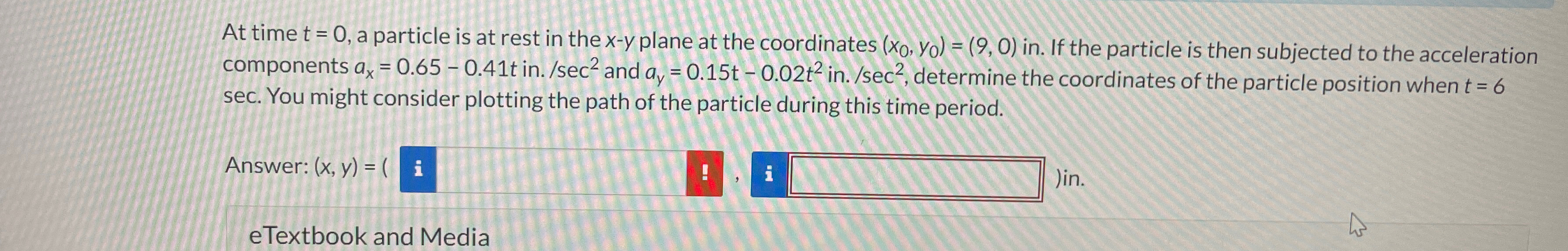 At time t = 0 , a particle is at rest in the x -