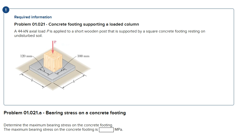 Required information Problem 01.021 - Concrete