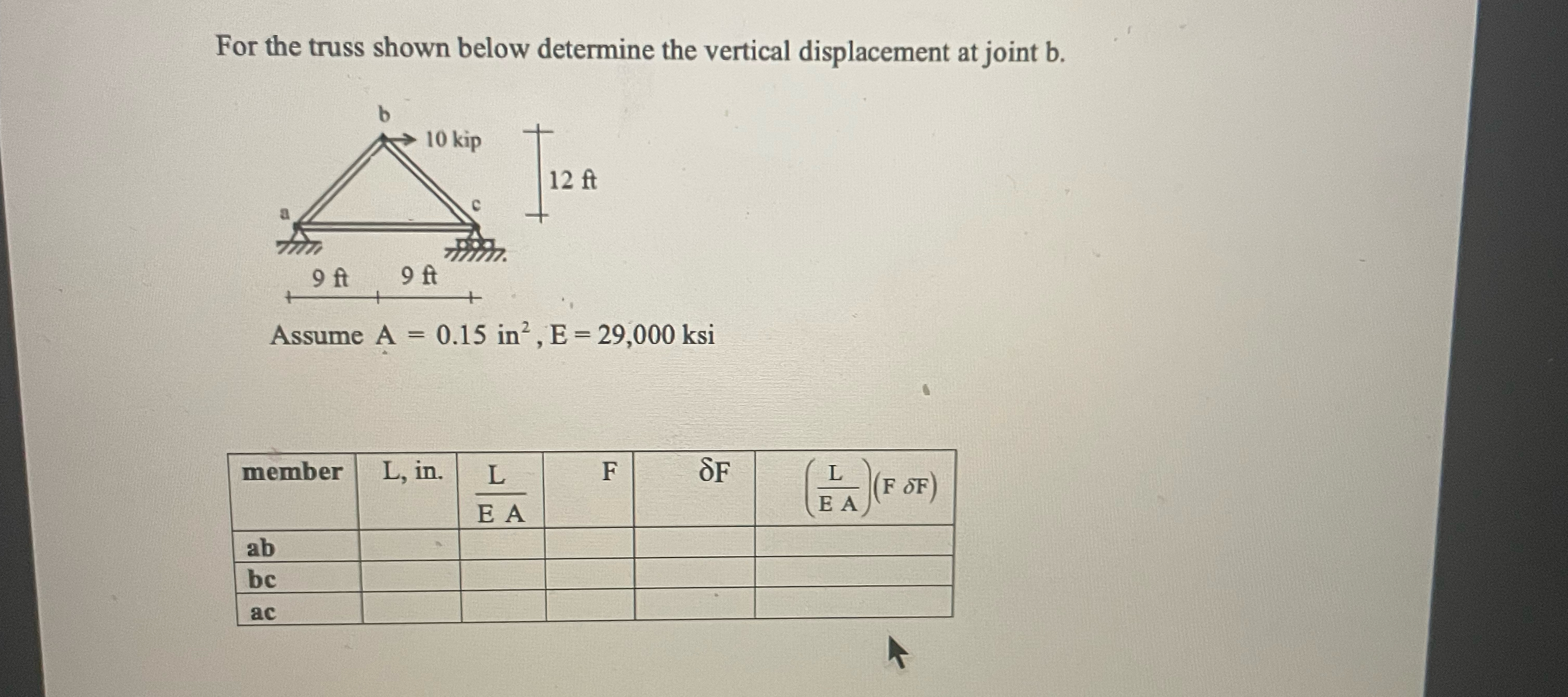 For the truss shown below determine the vertical