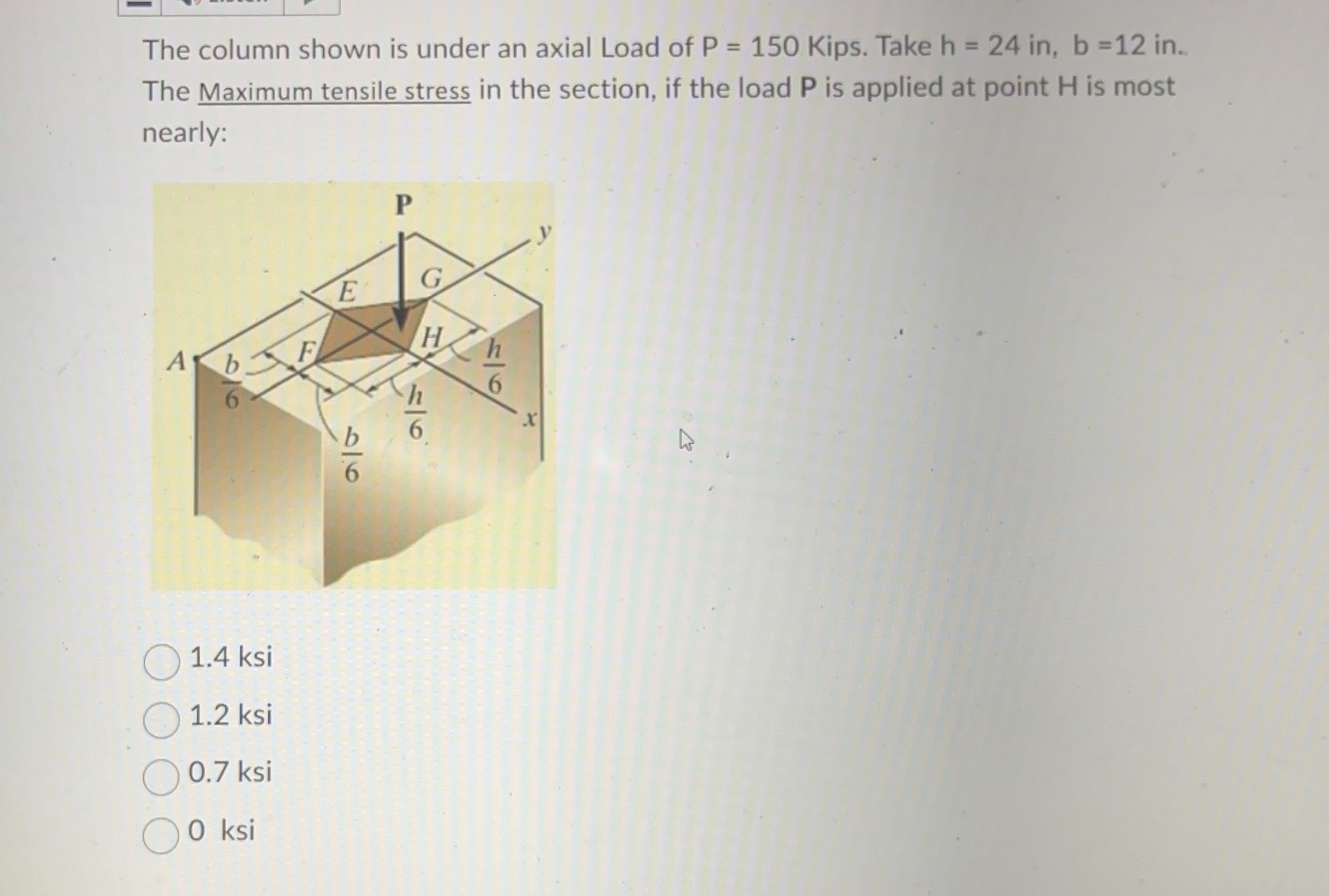 The column shown is under an axial Load of P = 1
