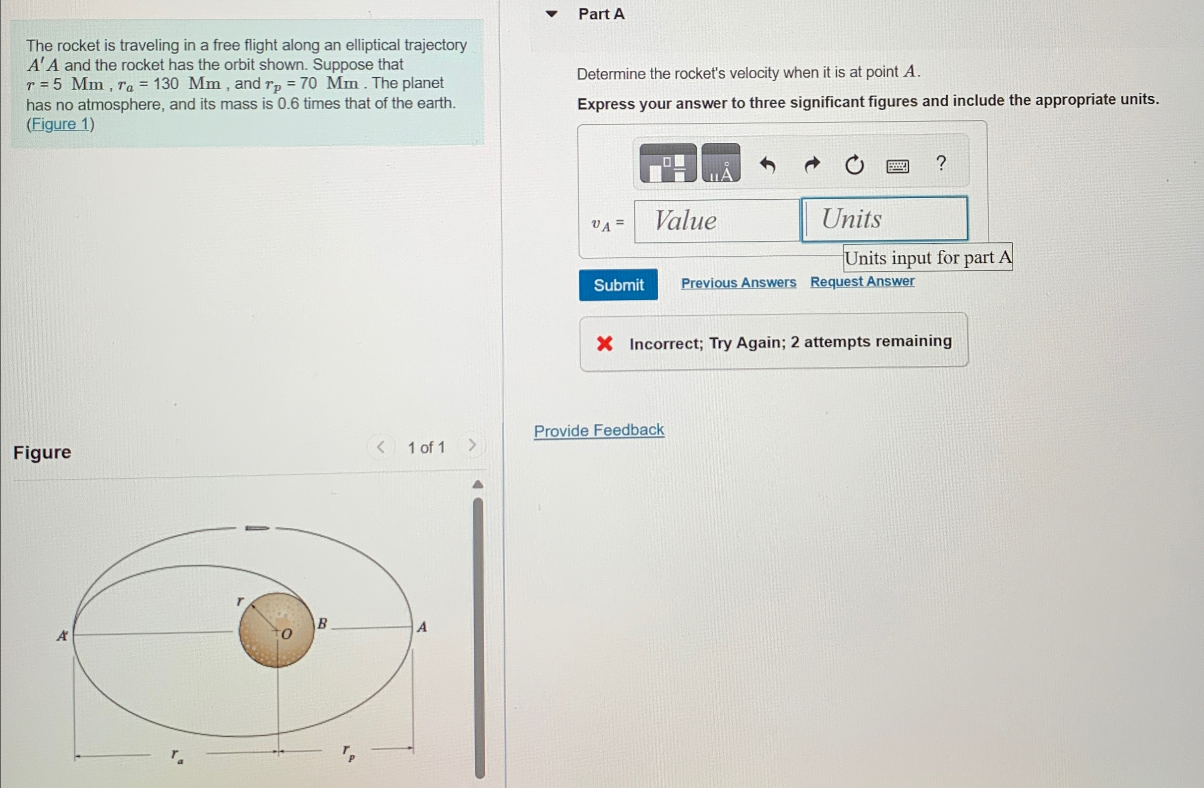 Part A The rocket is traveling in a free flight