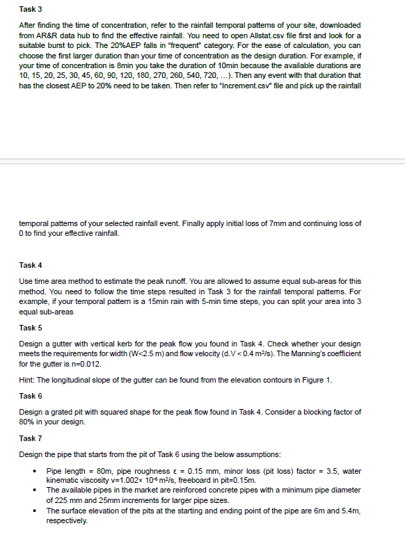 Task 3 After finding the time of concentration,