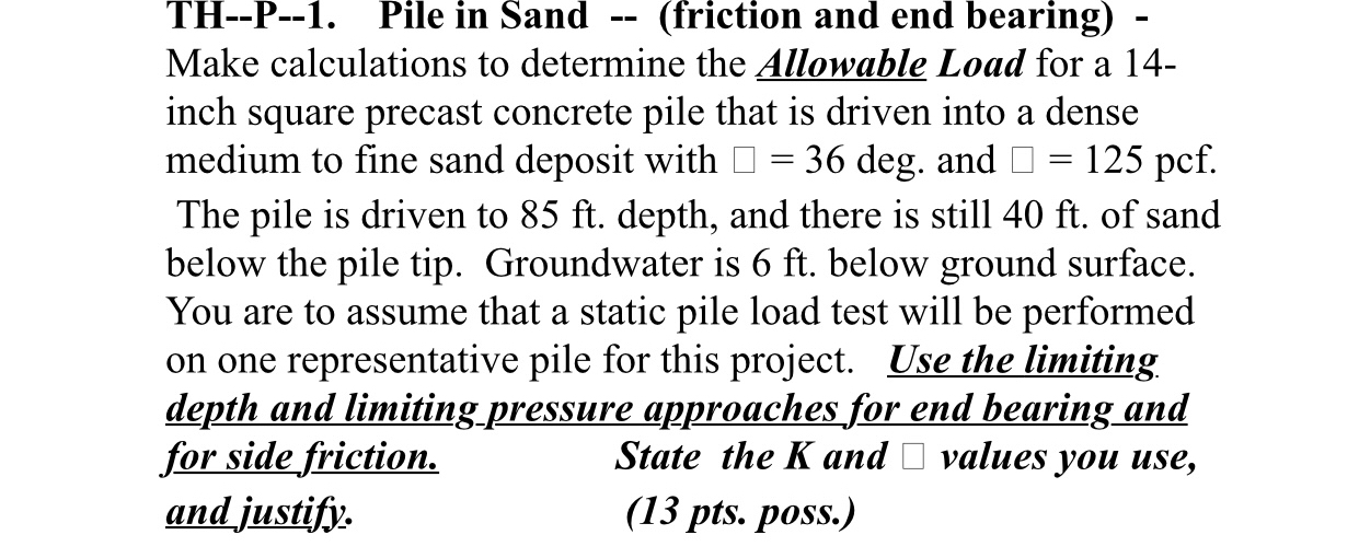 TH - - P - - 1 . Pile in Sand - - ( friction and
